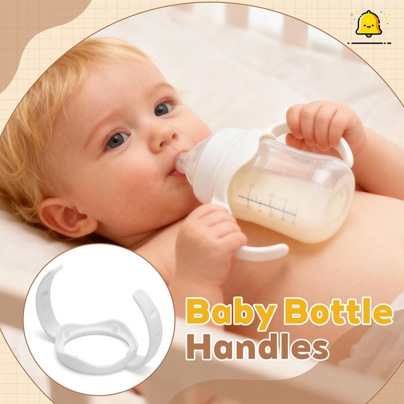Dotshnk 4Pack Baby Bottle Handles for Evenflo Wide Neck 5oz & 9oz Baby Bottle, Baby Bottle Handles Wide Neck, Baby Bottle Holder - White - Image 5